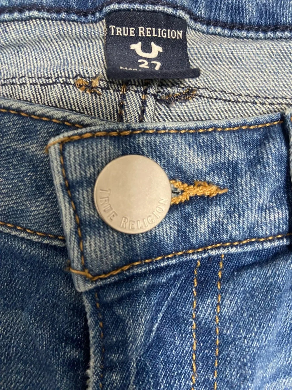 True Religion Distressed Skinny Jeans in Medium Blue - Picture 8 of 10